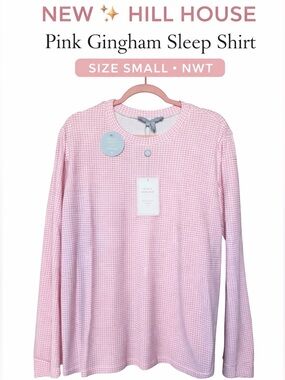 Hill House Pink Bubblegum Gingham Ivy Sleep Tee NWT Size Small Pajama Top